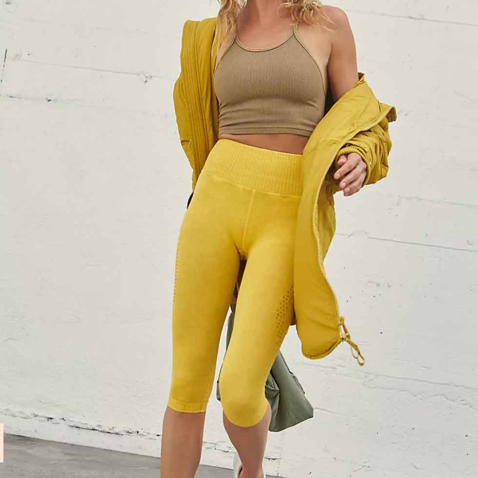 Free People Movement prisma leggings in yellow combo