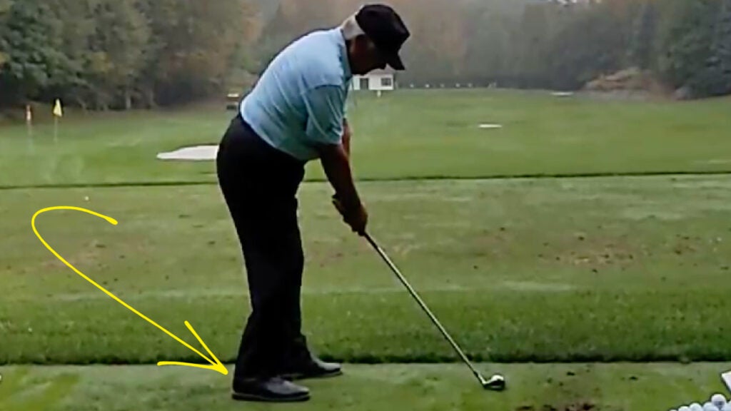 Lee Trevino resists the club from releasing through the ball. This