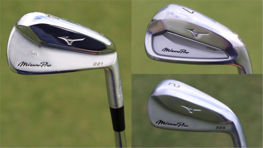 Photos of the Mizuno Pro 221, 223 and 225 irons.