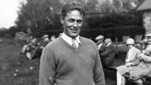 Bobby Jones (1902 - 1971), champion American golfer winning the British Open three times (1926-27, 1930) and the US Open four times (1923, 1926, 1929-30).