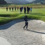 Carlota Ciganda hits from a fairway bunker during the Solheim Cup