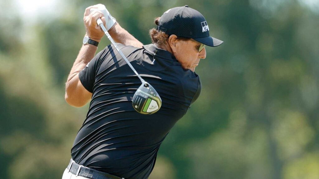 Phil Mickelson hits driver during 2021 U.S. Open at Torrey Pines