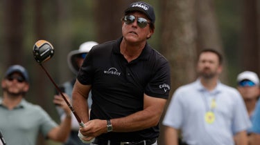 Phil Mickelson plays shot during the PGA TOUR Champions Constellation FURYK & FRIENDS