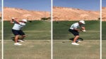 Four frames of bryson dechambeau's swing sequence at the 2021 world long drive championships