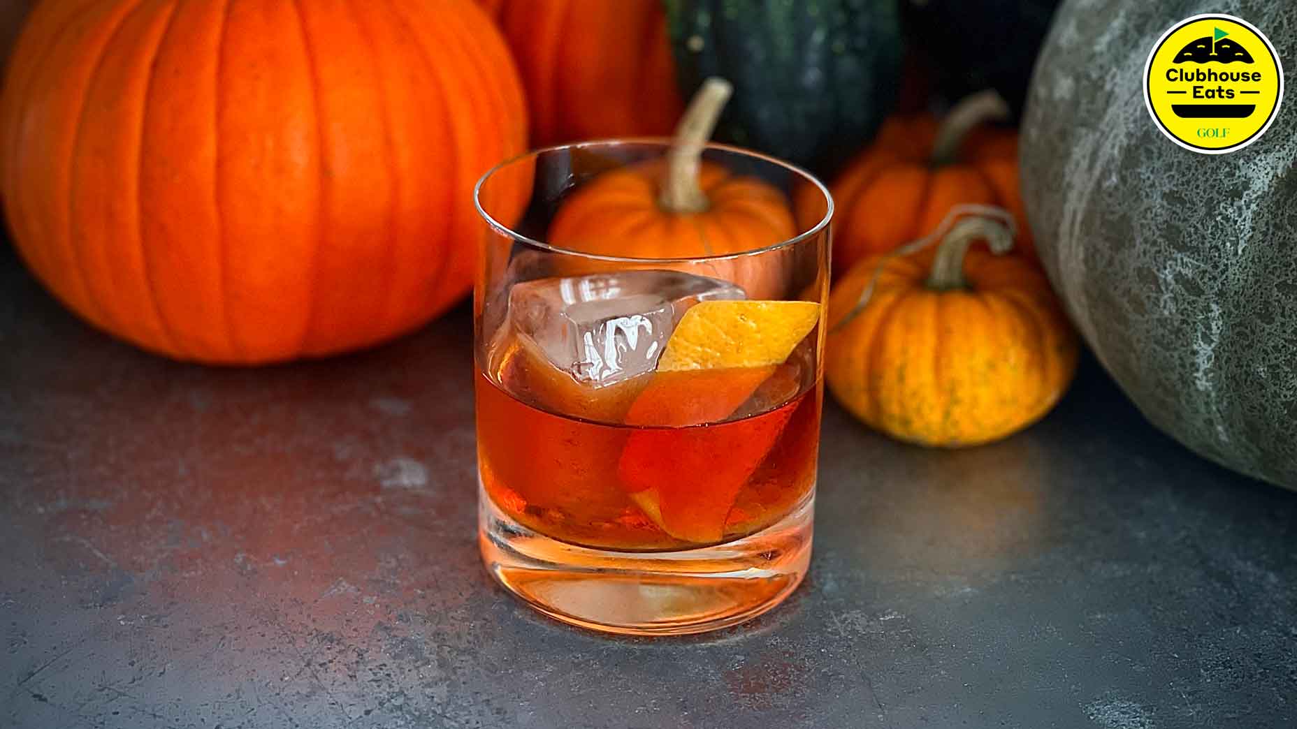 A close up of an old fashioned whiskey cocktail