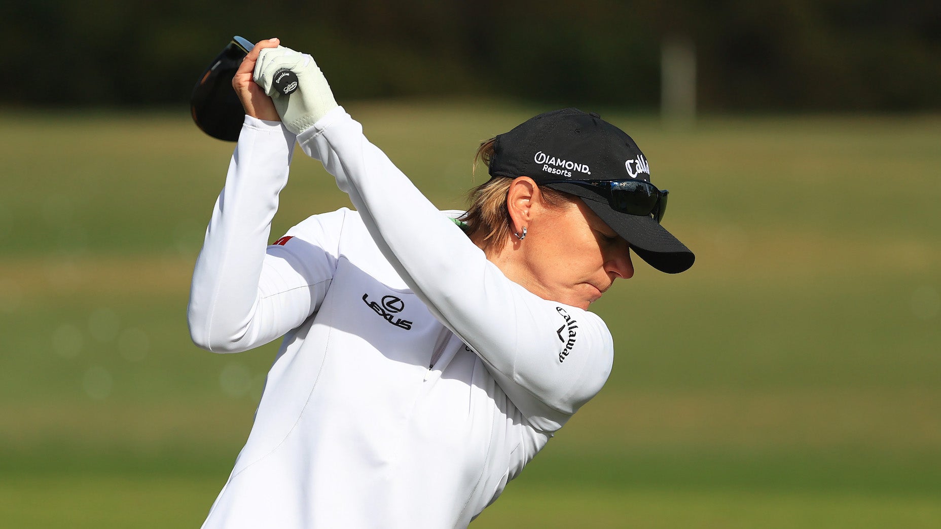 Annika Sorenstam hits a tee shot during the 2020 PNC Championship