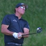 phil mickelson hits driver during golf tournament