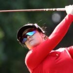 Hannah Green hits tee shot during LPGA tournament