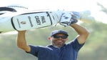 Paul Casey lifts golf bag during 2021 DP World Tour Championship
