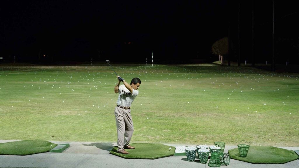 Golfer on driving range