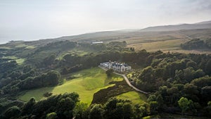 Aerial view of Ardfin Golf Couse in Scotland
