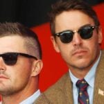 Bryson DeChambeau and Brooks Koepka in suits attending the 2021 Ryder Cup Opening Ceremony