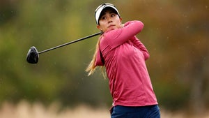 Danielle Kang tees off on the 3rd hole during the first round of the CME Group Tour Championship on Thursday in Naples, Fla.