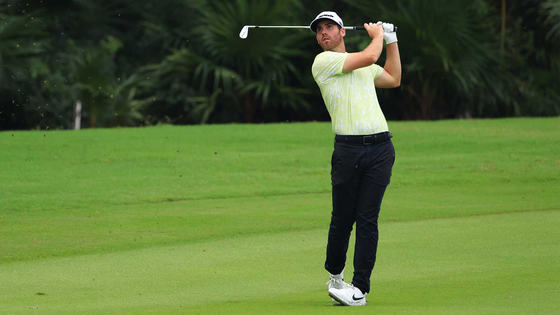 Matthew Wolff plays a shot on the 1st hole during the opening round of the World Wide Technology Championship at Mayakoba on Thursday.