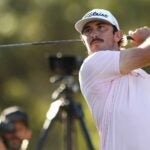 PGA Tour golfer Max Homa hits tee shot during final round of the 2021 Fortinet Championship