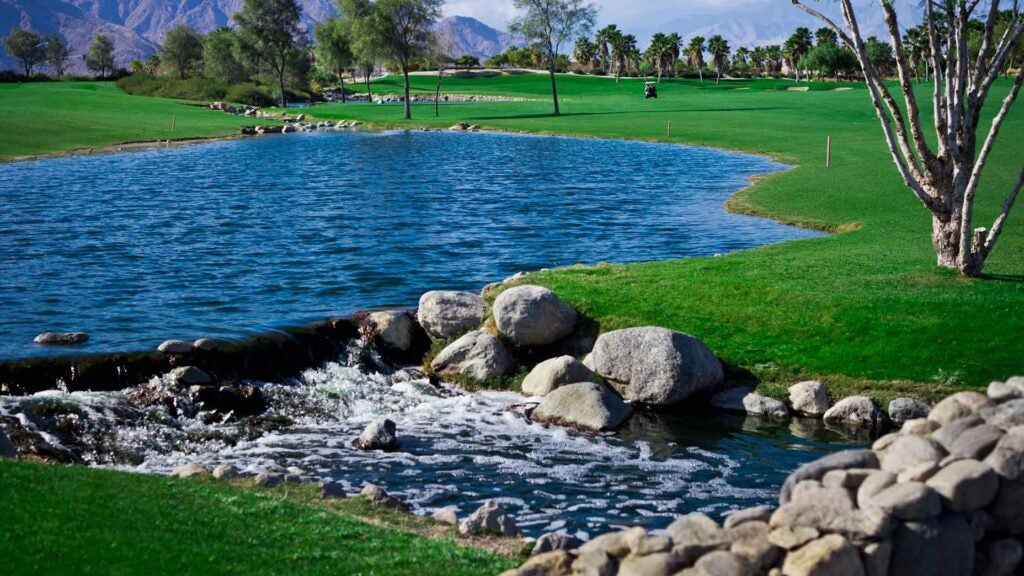 A view of water on a golf course