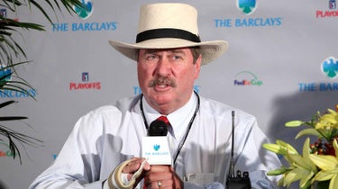 PGA Tour Vice President of Rules and Competition Slugger White answers questions in press conference at 2011 Barclays tournament