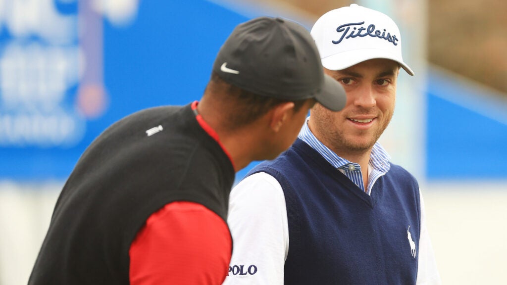 Justin Thomas asked Tiger Woods for advice after their first tournament round together.