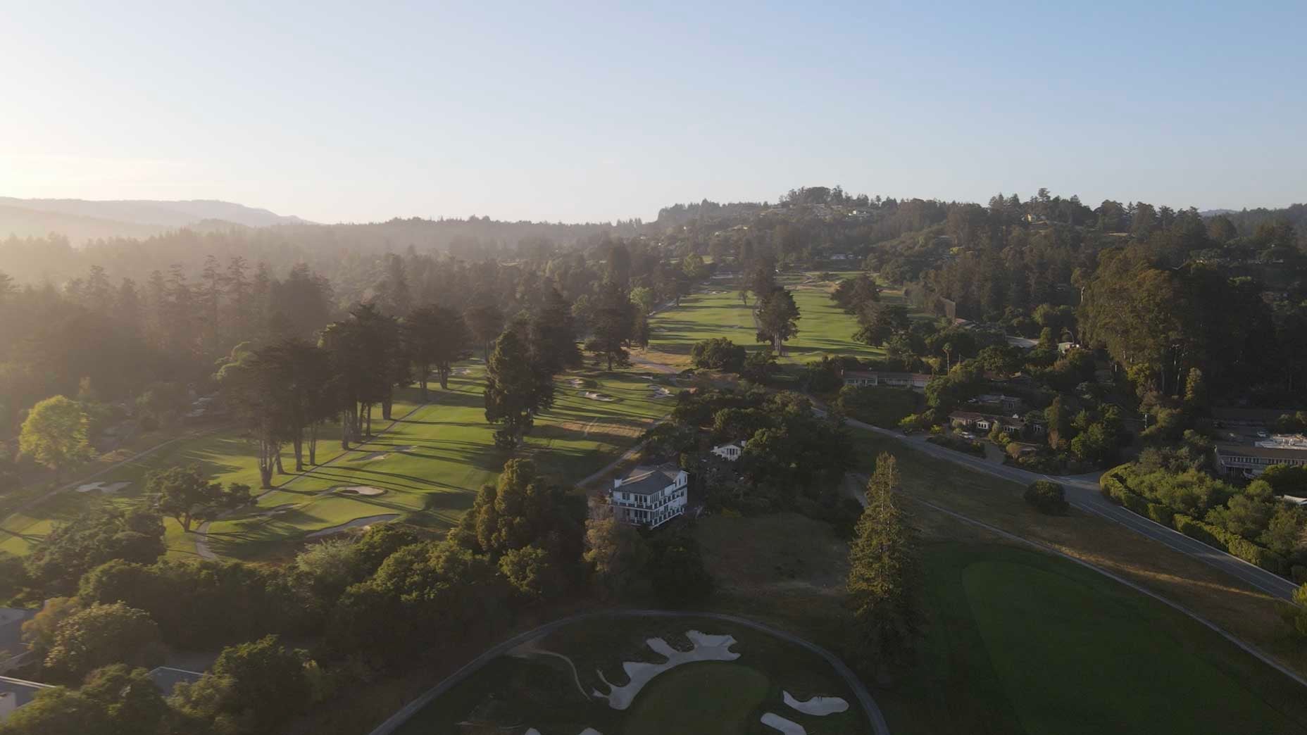 an aerial view of pasatiempo golf club