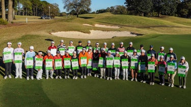 LPGA golfers in a group photo after 2021 Q Series