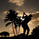 HONOLULU, HAWAII - JANUARY 14: Adam Schenk of the United States plays his shot from the 17th tee during the second round of the Sony Open in Hawaii at Waialae Country Club on January 14, 2022 in Honolulu, Hawaii. (Photo by Gregory Shamus/Getty Images)