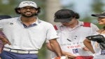 Akshay Bhatia, with girlfriend Presleigh Schultz, waits to tee off at The Bahamas Great Exuma Classi.