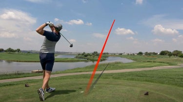 James Hart du Preez hits a drive on a golf course