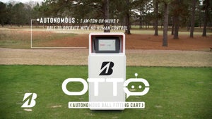 Bridgestone Golf's OTTO golf ball fitting robot on golf course