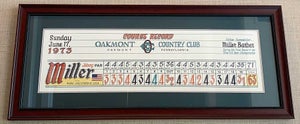 A commemorative scorecard for Johnny Miller’s legendary 63 at Oakmont, inked by Casey Jones, who offers similar custom work at caseyjonesgolf.com.