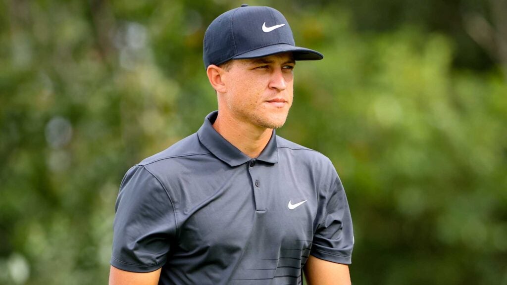 Cameron Champ walks golf course during 2021 Northern Trust at Liberty National