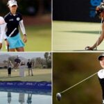 four images of lpga golfers