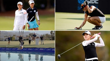 four images of lpga golfers