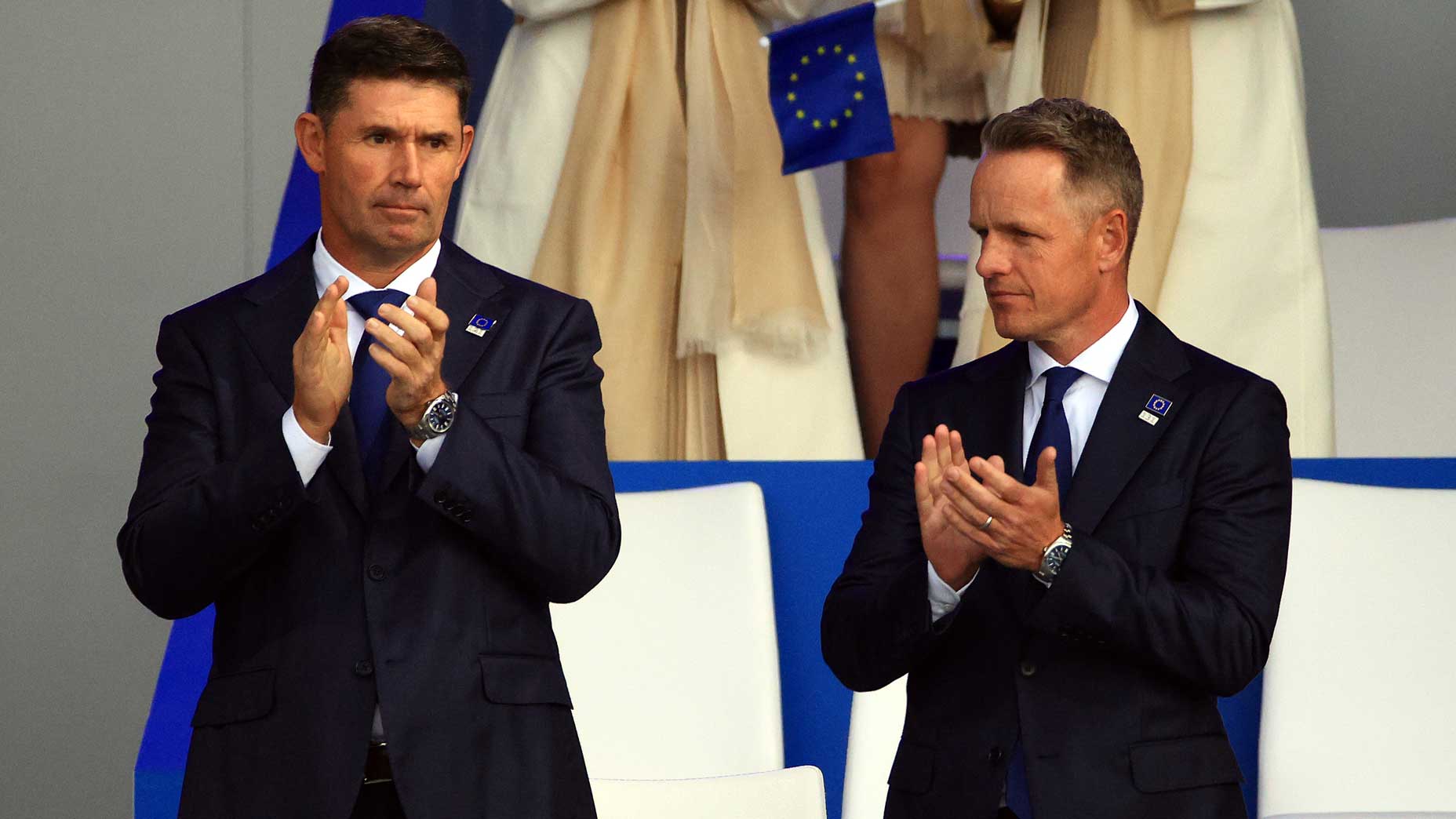 Luke Donald and Padriag Harrington at the 2021 Ryder Cup ceremony