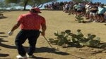 Rickie Fowler ran into a prickly situation on his fifth hole at the WM Phoenix Open.