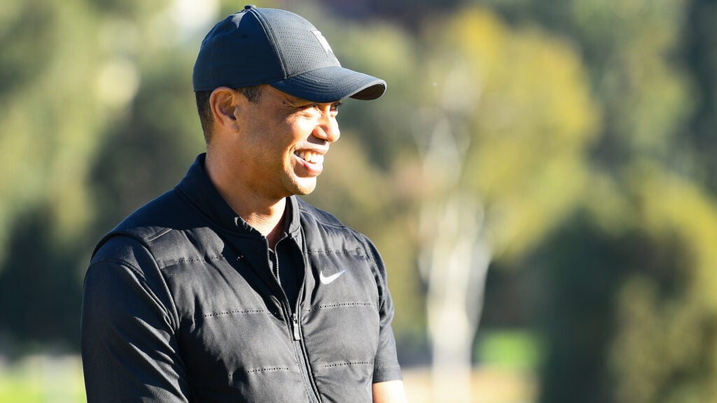 Tiger Woods at Riviera Country Club following the 2021 Genesis Invitational.