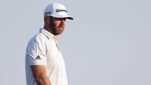 Dustin Johnson in the first round of the Saudi International on Thursday.