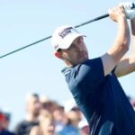 Patrick Cantlay hits driver during 2022 WM Phoenix Open