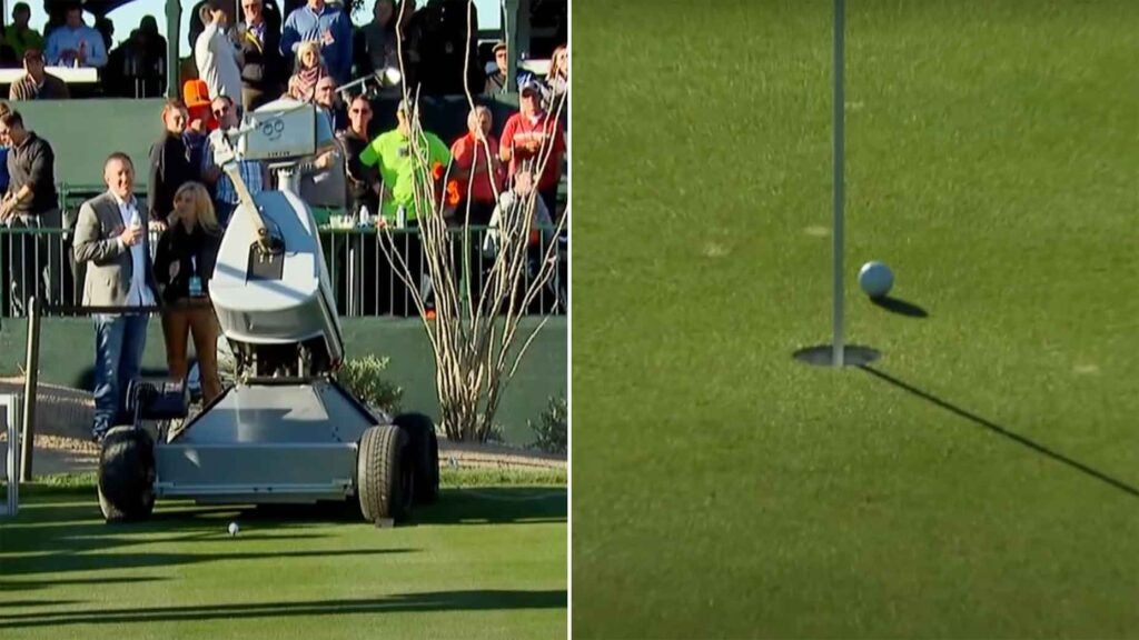 robot hits golf ball