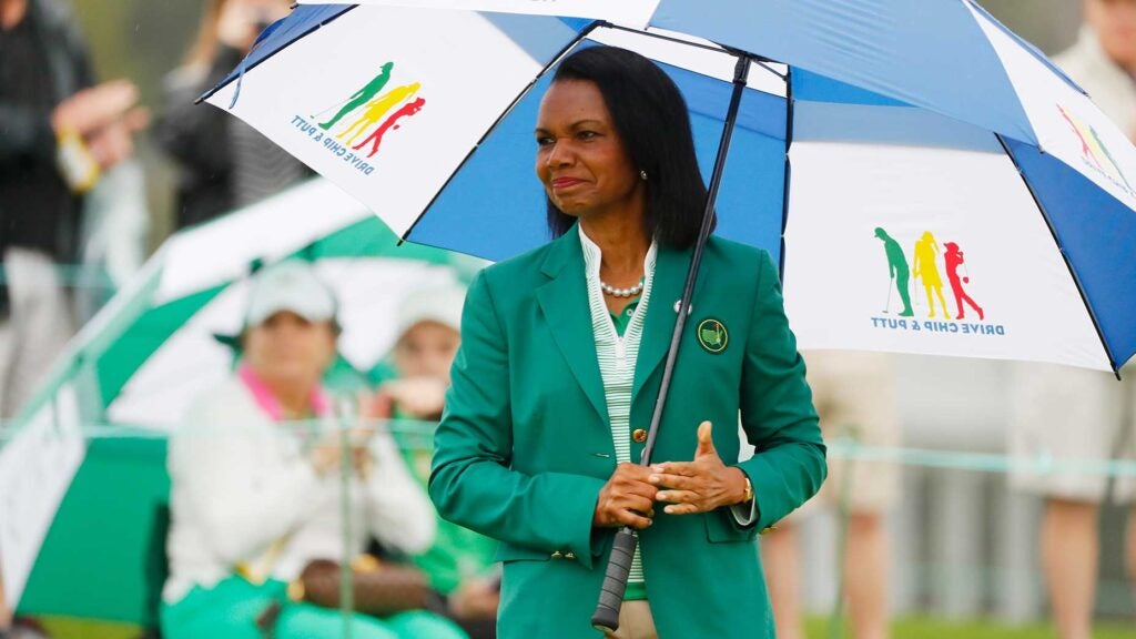 Condoleezza Rice looks on during the Drive, Chip and Putt Championship at Augusta National in 2019.
