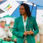 Condoleezza Rice looks on during the Drive, Chip and Putt Championship at Augusta National in 2019.