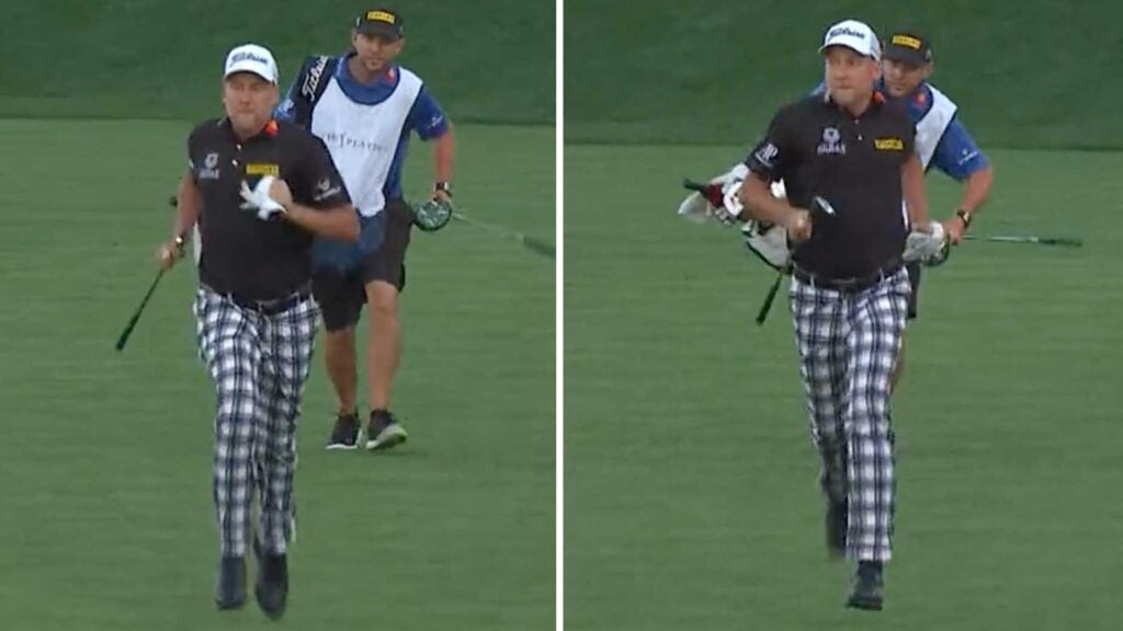 Ian Poulter played No. 17 fast (and hit it close!) on Thursday at TPC Sawgrass.