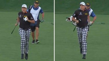 Ian Poulter played No. 17 fast (and hit it close!) on Thursday at TPC Sawgrass.