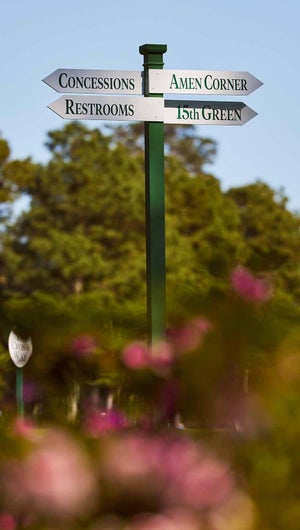 A view of the signs at Augusta National during the Masters.