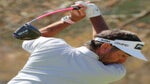 Bubba Watson hits driver during golf tournament