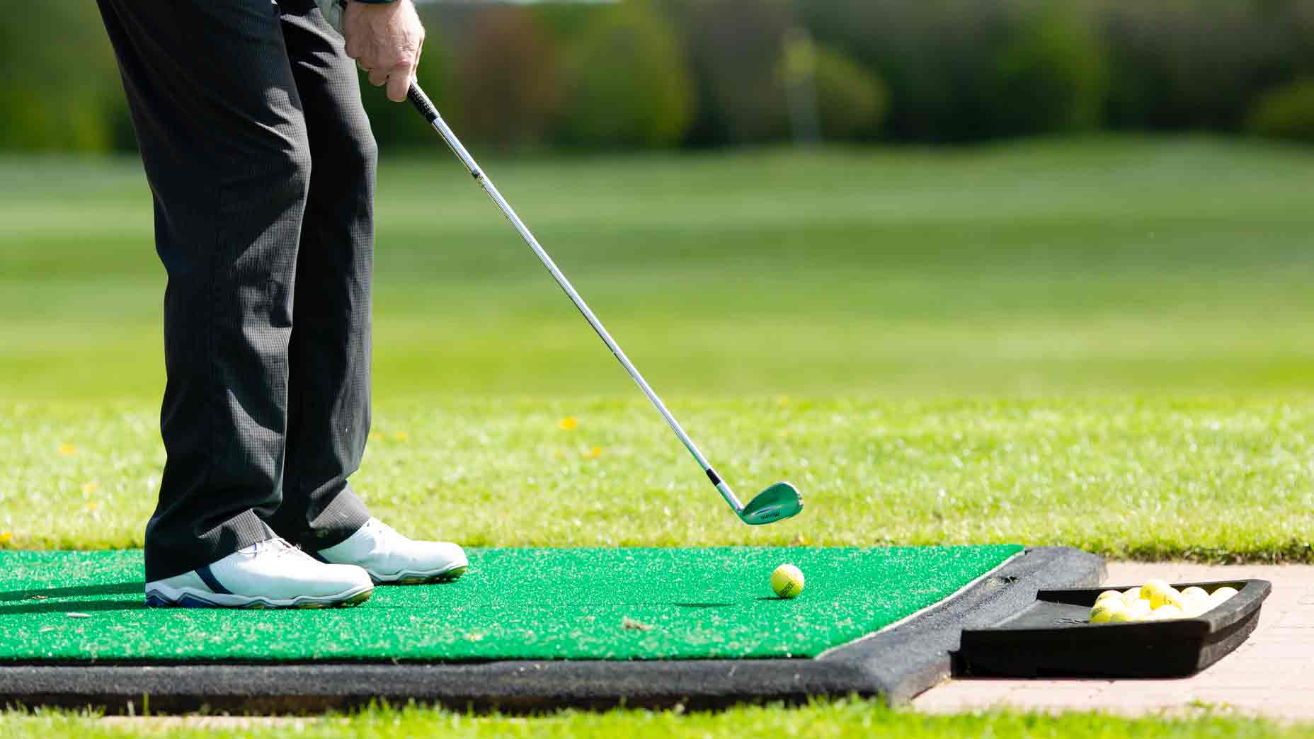 Golfer on driving range