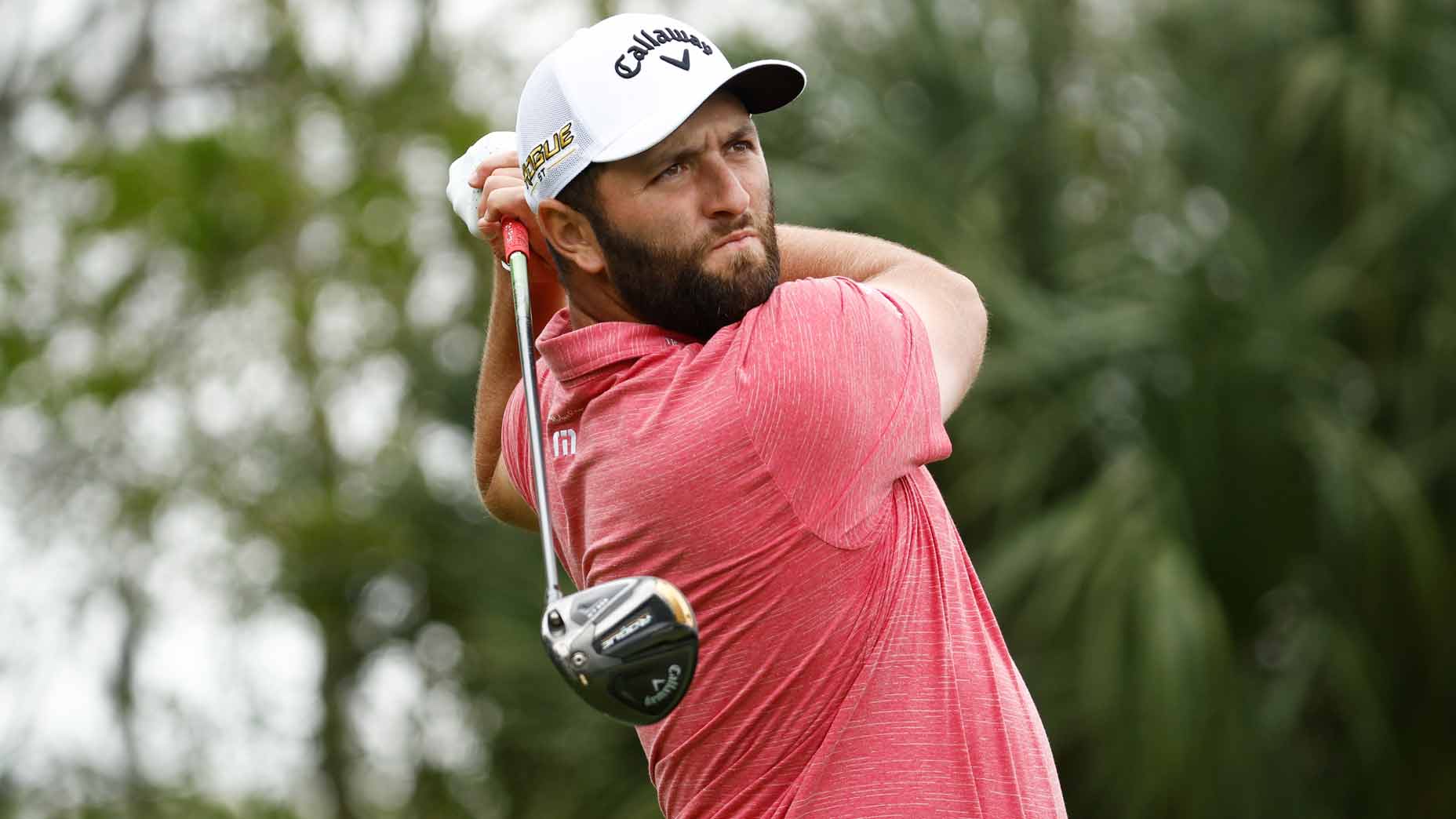 Jon Rahm hits driver shot during the 2022 Players Championship