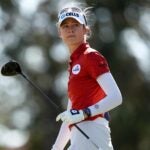 Nelly Korda looks on tee during 2022 LPGA Drive On Championship