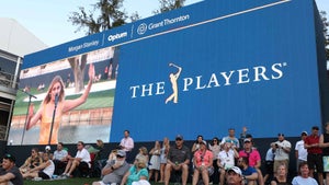 Fans in front of Players Championship video board prior to the tournament