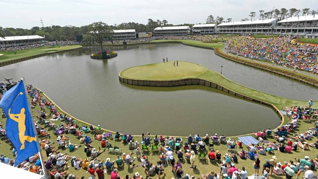 A view of the 17th hole at TPC Sawgrass' Stadium Course.