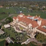 An aerial view of the massive clubhouse at TPC Sawgrass.